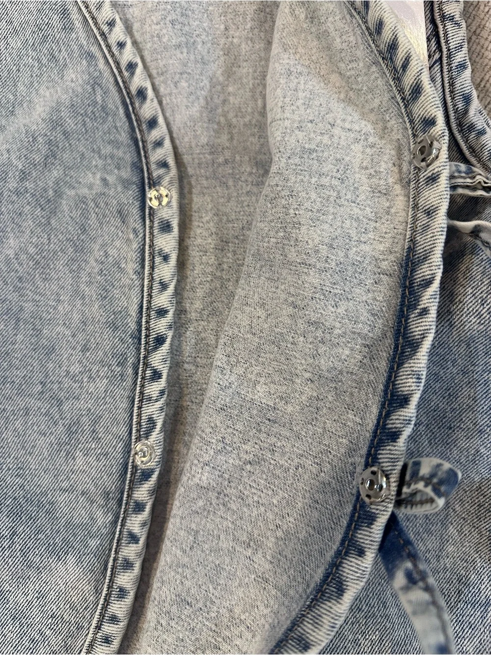 Justice Light Blue Acid Wash Denim Vest with Front Tie Closures